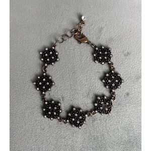 Handmade Bracelet Gold Rhinestones Gem‎ Feminine Elegant Victorian 7.5-9" P080